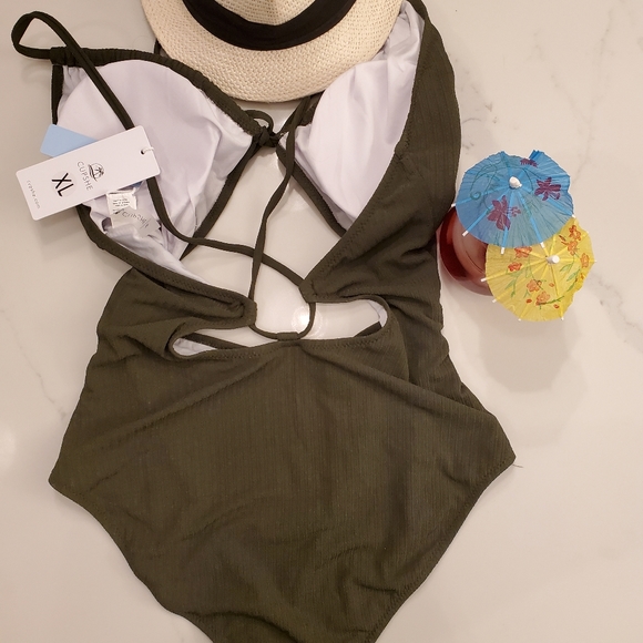 Cupshe NWT Army Green Strappy Bathing Suit XL - Picture 5 of 9